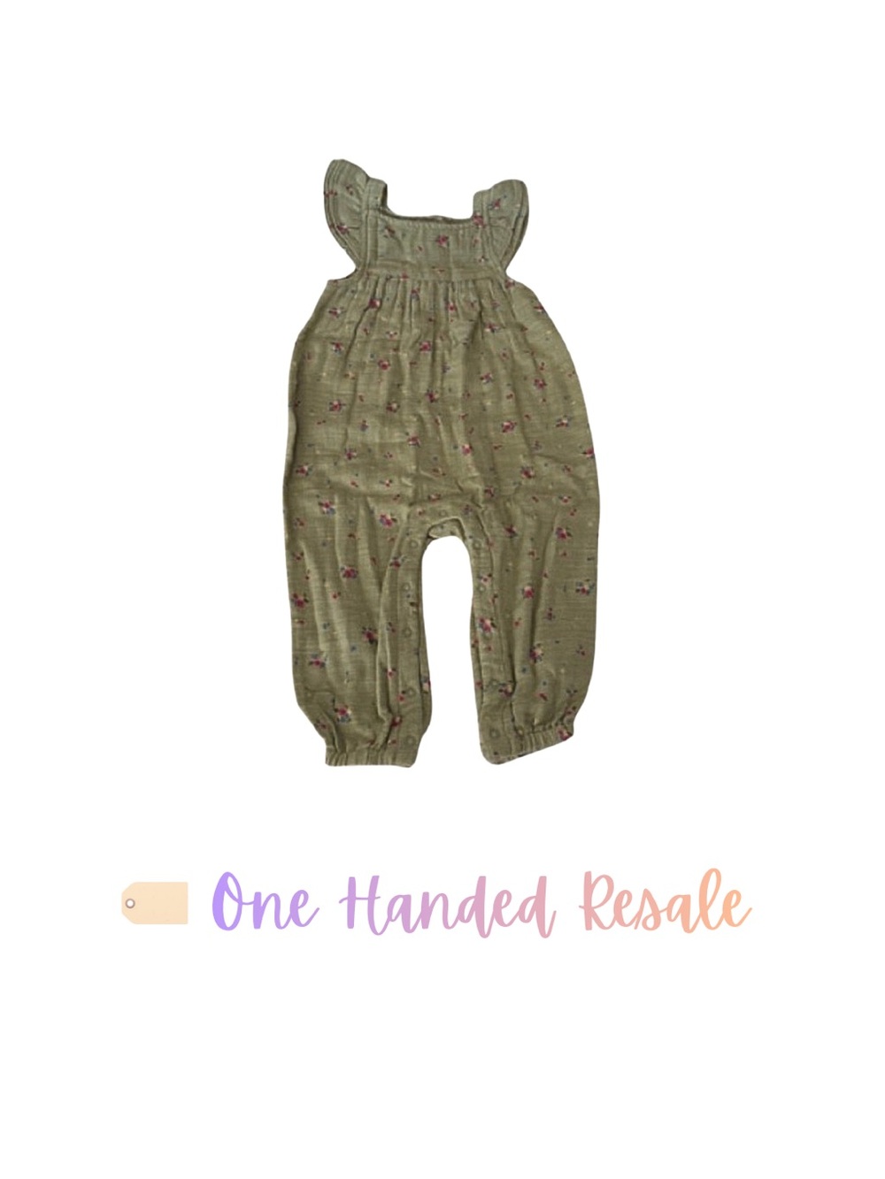 🌿 Cat & Jack Olive Green Floral Romper 18M